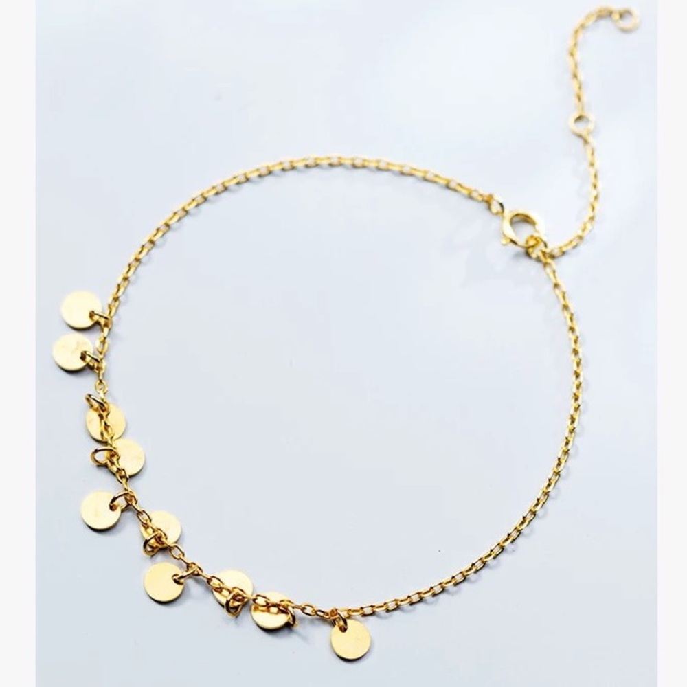 14k Gold Vermeil Adjustable Stacking Bracelet Dainty Charm Anklet